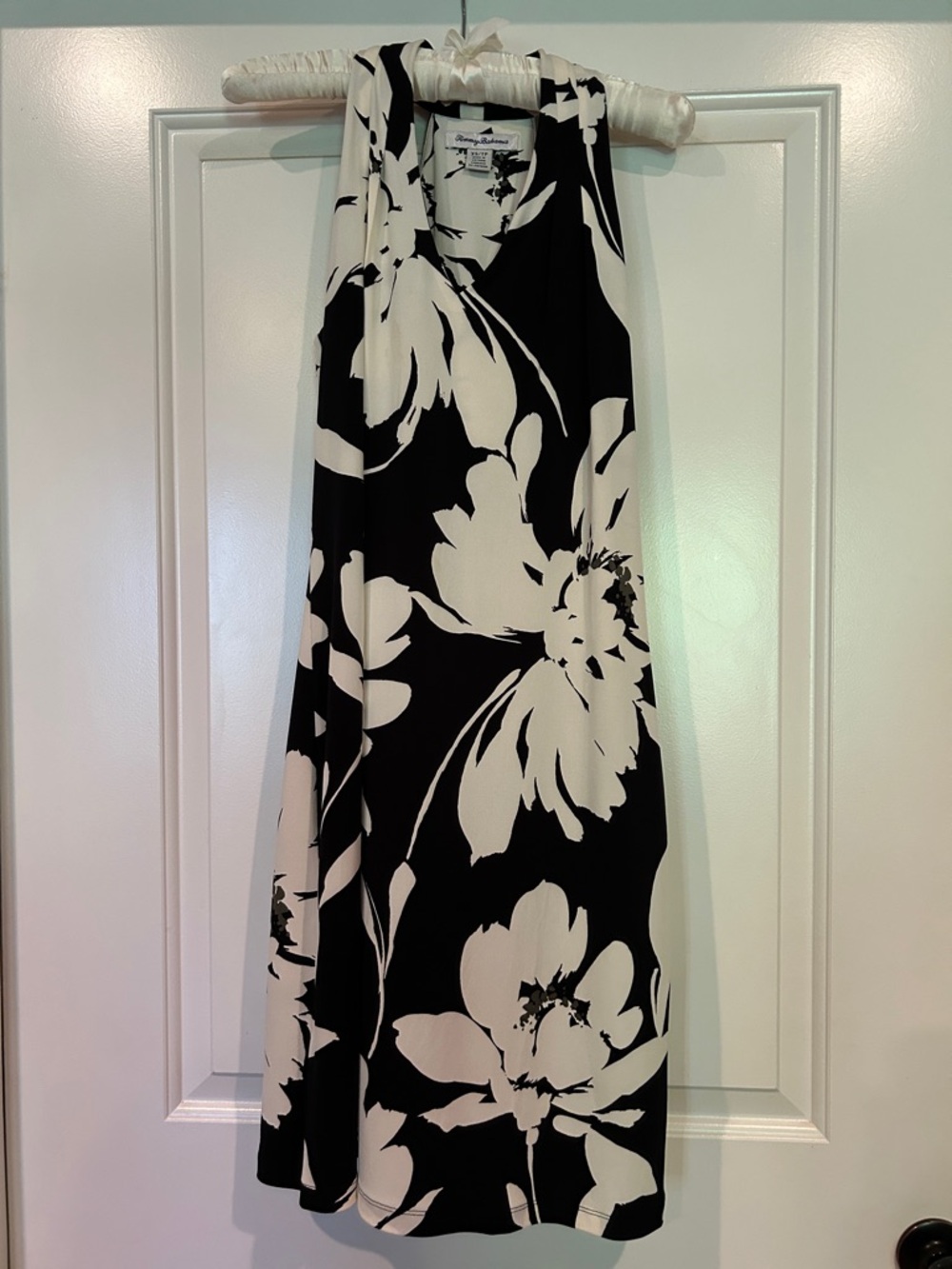 Tommy Bahama Black and White Floral Halter Dress